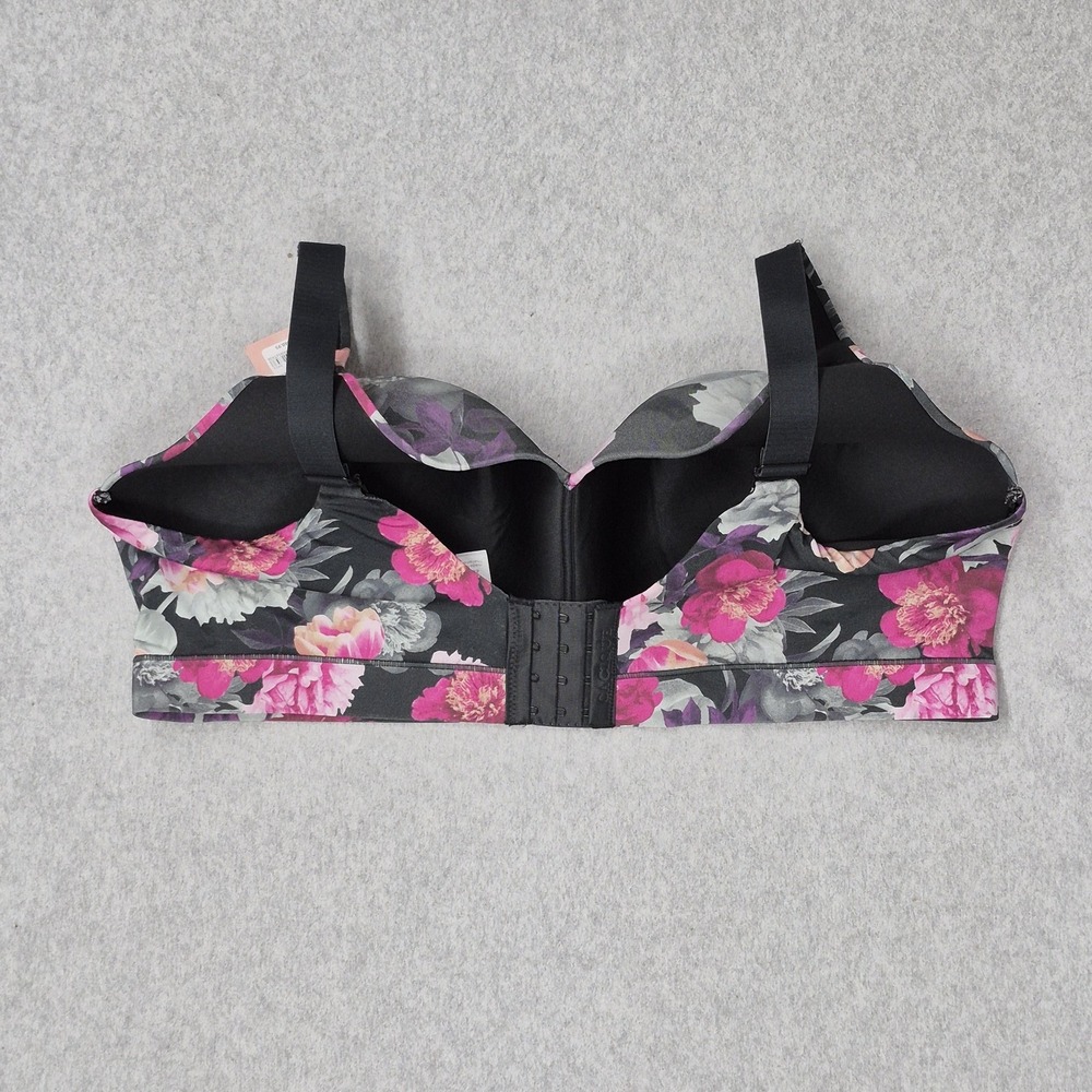 Cacique Women Bra 44F Black Floral Comfort Bliss Lightly Lined Wireless NWT